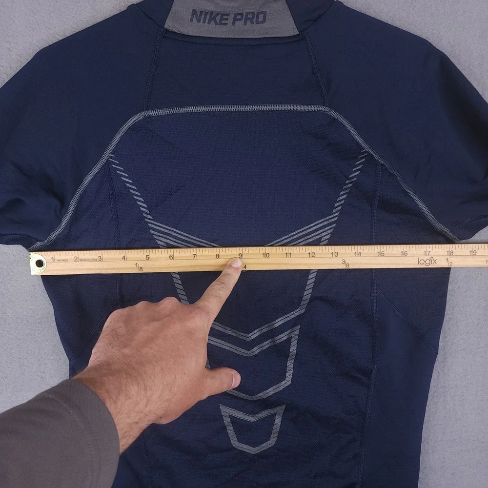 Nike Pro Compression Shirt Mens XL‎ Navy Blue Mock Neck Long Sleeve Gym